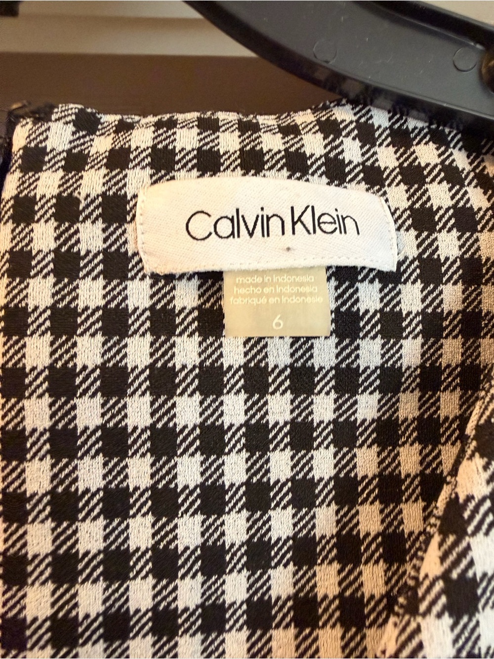 Calvin Klein Black and White Gingham Midi Dress - Picture 2 of 5